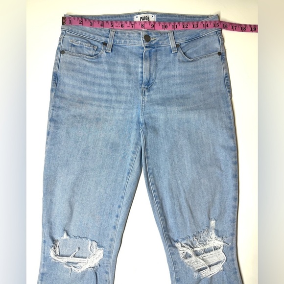 Paige Women's Skyline Ankle Peg Light Blue Distressed Jeans Size- 29 - Picture 5 of 11